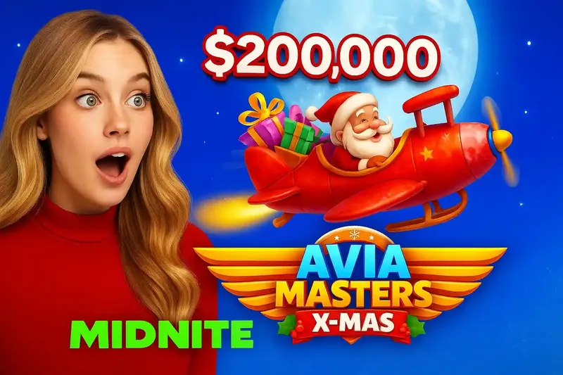 Avia Masters Christmas edition featuring Santa Claus in red plane with two hundred thousand dollar jackpot prize