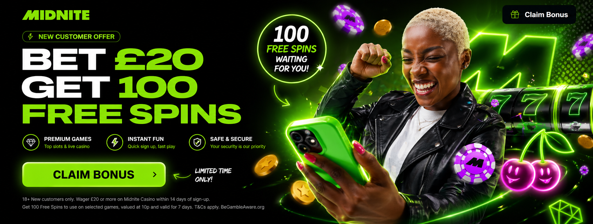 Main banner for Midnite Casino